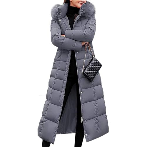 JIAALU Damen Winterjacke Lange Daunenjacke Wintermantel Steppjacke Parka Jacke Warm Daunenmantel mit Outwear Frauen Winter Pelzkragen von JIAALU