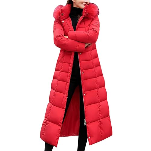JIAALU Damen Winterjacke Lange Daunenjacke Wintermantel Steppjacke Parka Jacke Warm Daunenmantel mit Outwear Frauen Winter Pelzkragen von JIAALU