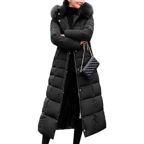 JIAALU Damen Winterjacke Lange Daunenjacke Wintermantel Steppjacke Parka Jacke Warm Daunenmantel mit Outwear Frauen Winter Pelzkragen von JIAALU