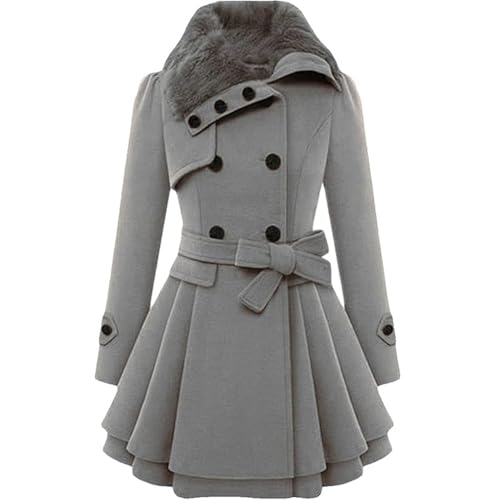 JIAALU Damen Wintermantel Mittellanger Langarm Mantel Outdoor Trenchcoat Warm Jacke von JIAALU