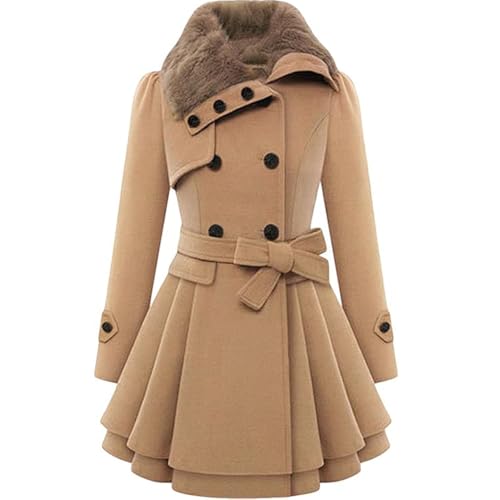 JIAALU Wintermantel Damen Warm Jacke Mittellanger Langarm Mantel Outdoor Trenchcoat von JIAALU