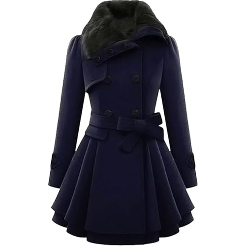 JIAALU Damen Wintermantel Mittellanger Langarm Mantel Outdoor Trenchcoat Warm Jacke von JIAALU