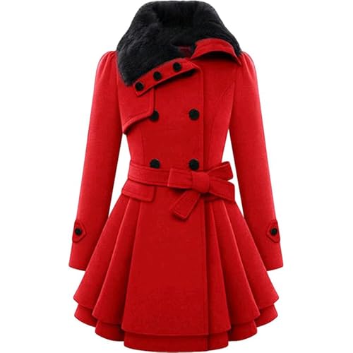 JIAALU Wintermantel Damen Warm Jacke Mittellanger Langarm Mantel Outdoor Trenchcoat von JIAALU