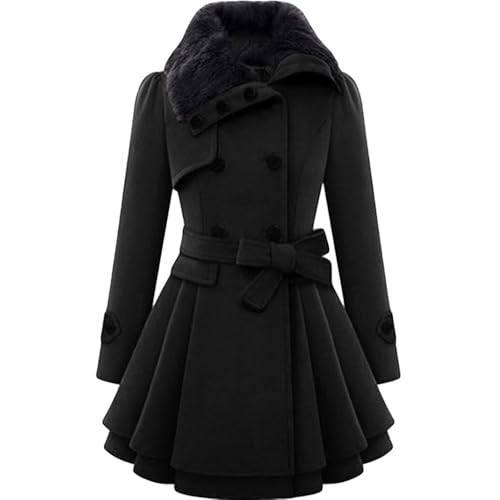 JIAALU Wintermantel Damen Warm Jacke Mittellanger Langarm Mantel Outdoor Trenchcoat von JIAALU