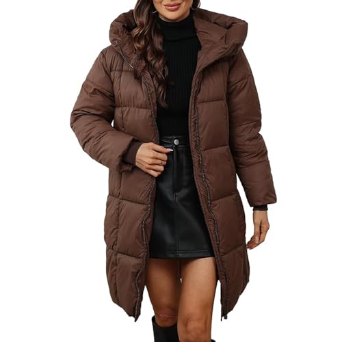 JIAALU Damen Wintermantel mit Kapuze Warmer Lang Daunenjacke Steppmantel Winter Winddicht Daunenmantel Outwear von JIAALU