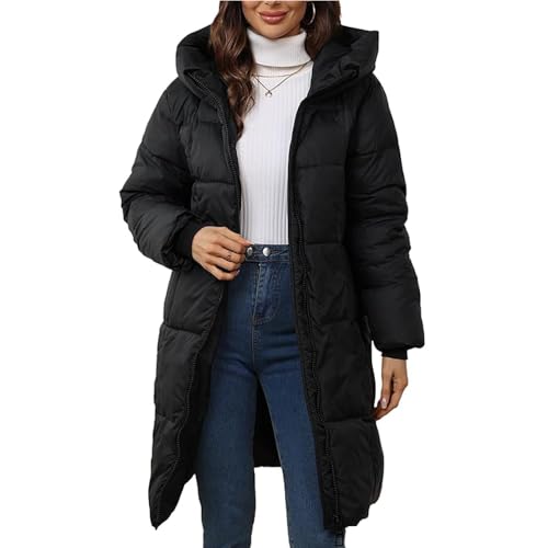 JIAALU Damen Wintermantel mit Kapuze Warmer Lang Daunenjacke Steppmantel Winter Winddicht Daunenmantel Outwear von JIAALU