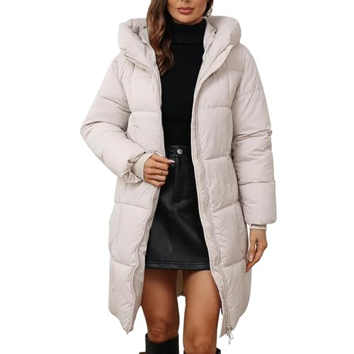JIAALU Damen Wintermantel mit Kapuze Warmer Lang Daunenjacke Steppmantel Winter Winddicht Daunenmantel Outwear von JIAALU