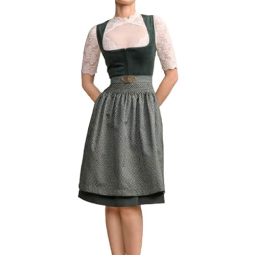 JIAALU Dirndl Damen midi Lang Trachtenkleid Trachtenmode Modernes Oktober fest Dirndl Elegant Retro Kleider Trachtenrock Kleid Dirndl Trachten Mädchen Cosplay RöckeGermandress von JIAALU