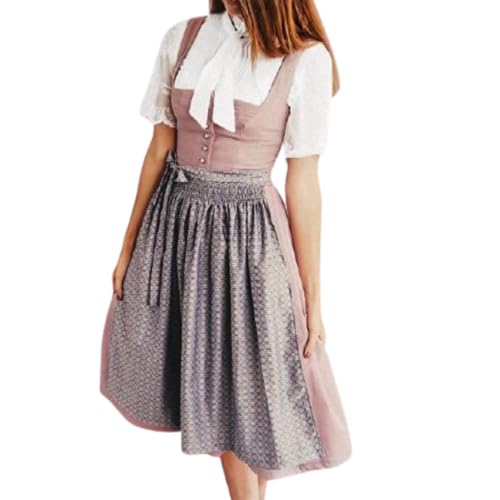 JIAALU Dirndl Damen midi Lang Trachtenkleid Trachtenmode Modernes Oktober fest Dirndl Elegant Retro Kleider Trachtenrock Kleid Dirndl Trachten Mädchen Cosplay RöckeGermandress von JIAALU