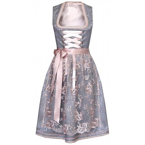 JIAALU Dirndl Damen midi Lang Trachtenkleid Trachtenmode Modernes Oktoberfestdirndl Trachtenrock Kleid Dirndl Germandress Elegant Retro Kleider Trachten Mädchen Cosplay Röcke von JIAALU