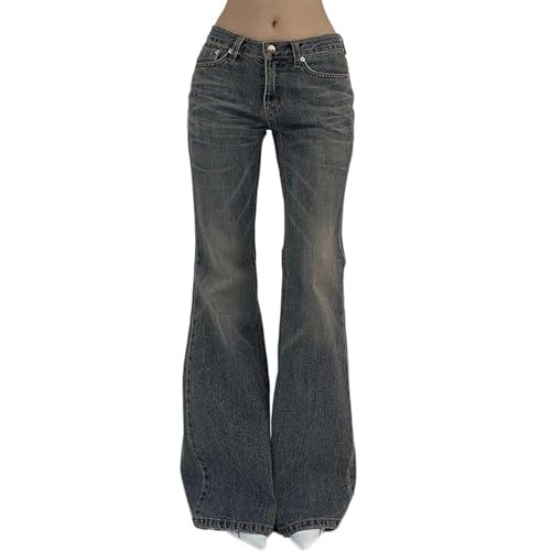 JIAALU Jeans Damen High Waist Bootcut Vintage Schlaghose Jeanshose Stretch Casual Hohe Taille Jeans Y2K Schlaghose für Party Freizeithose Hosen Skinny Sommer Hose mit Taschen von JIAALU