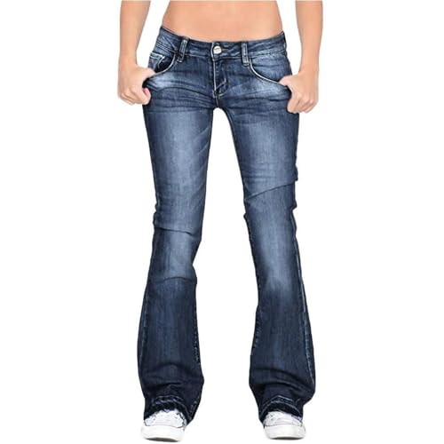 JIAALU Jeans Damen High Waist Bootcut Vintage Schlaghose Jeanshose Stretch Casual Hohe Taille Jeans Y2K Schlaghose für Party Freizeithose Hosen Skinny Sommer Hose mit Taschen von JIAALU