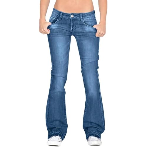JIAALU Jeans Damen High Waist Bootcut Vintage Schlaghose Jeanshose Stretch Casual Hohe Taille Jeans Y2K Schlaghose für Party Freizeithose Hosen Skinny Sommer Hose mit Taschen von JIAALU