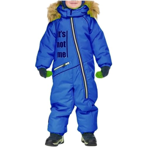 JIAALU Kinder Skianzug Jungen Mädchen mit Kapuze Skioverall mit Reflektierenden Streifen Tmungsaktiv und Wasserdicht Winddicht Funktions-Skioverall Warmer Schneeanzug Dickere von JIAALU