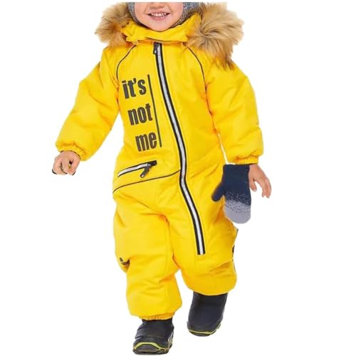 JIAALU Kinder Skianzug Jungen Mädchen mit Kapuze Skioverall mit Reflektierenden Streifen Tmungsaktiv und Wasserdicht Winddicht Funktions-Skioverall Warmer Schneeanzug Dickere von JIAALU