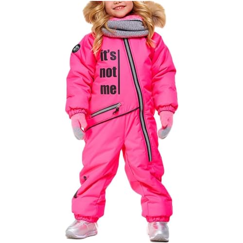 JIAALU Kinder Skianzug Jungen Mädchen mit Kapuze Skioverall mit Reflektierenden Streifen Tmungsaktiv und Wasserdicht Winddicht Funktions-Skioverall Warmer Schneeanzug Dickere von JIAALU