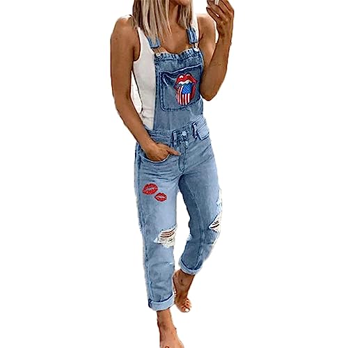 JIAALU Latzhose Denim Jumpsuit Slim Jeanslatzhose Jeans Lange Hose Vintage Loose Denim Jumpsuit mit Taschen Playsuit Jeans von JIAALU