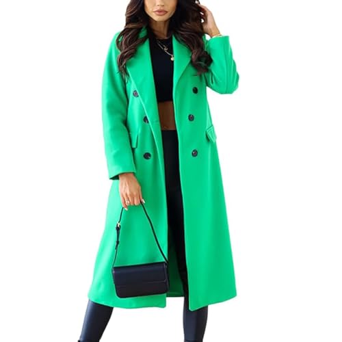 JIAALU Mantel Damen Elegant Lang Wollmantel Mode Umlegekragen Langarm Einfarbig Trenchcoat Warme Outwear Winter mit Gürtel Jacke von JIAALU