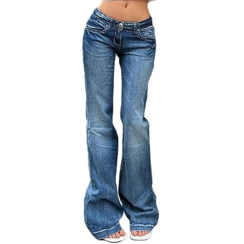 JIAALU Schlaghosen Damen Stretch Skinny Jeanshose Taille Y2K Jeans Bootcut Wide Leg Denim Hose Retro Flared Jeans Bootcut Hüftjeans Lange Pant Vintage Streetwear von JIAALU