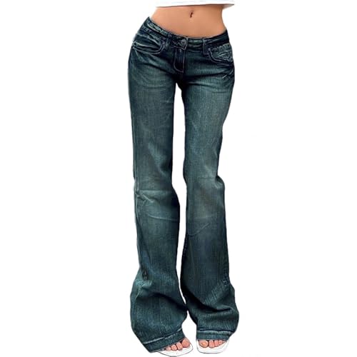 JIAALU Schlaghosen Damen Stretch Skinny Jeanshose Taille Y2K Jeans Bootcut Wide Leg Denim Hose Retro Flared Jeans Bootcut Hüftjeans Lange Pant Vintage Streetwear von JIAALU