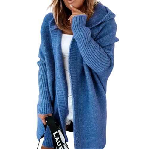 JIAALU Strickjacken Damen LangGrobstrick-Cardigan mit Kapuze Strickcardigan Offener Strickjacken-Long strickjacke GroßE GrößEn ÜBergangsjacke Gestrickt Causal Swearter Cardigan von JIAALU