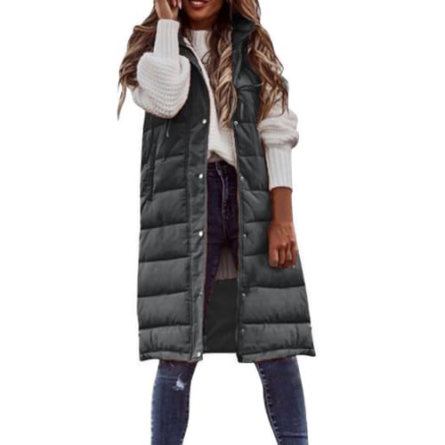 JIAALU Weste Damen Daunenweste Lang Steppweste Winter Longweste Winterweste Übergangsweste Winterjacke mit Kapuze Outdoor Daunenmantel JIAALU Weste Damen Daunenweste Lang Steppweste Winter Longweste Winterweste Übergangsweste Winterjacke mit Kapuze Outdoor Daunenmantel von JIAALU
