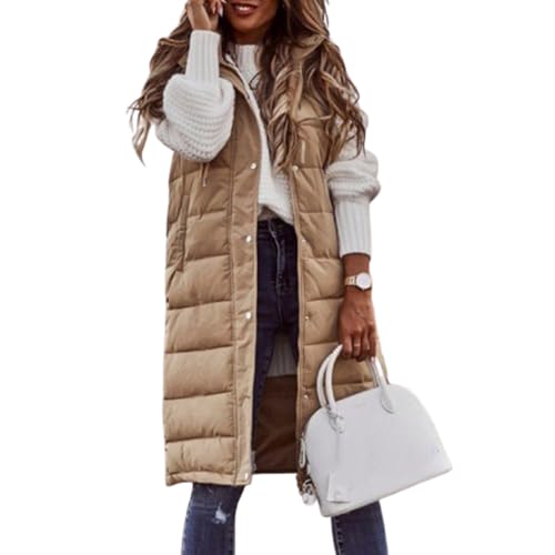 JIAALU Weste Damen Daunenweste Lang Steppweste Winter Longweste Winterweste Übergangsweste Winterjacke mit Kapuze Outdoor Daunenmantel JIAALU Weste Damen Daunenweste Lang Steppweste Winter Longweste Winterweste Übergangsweste Winterjacke mit Kapuze Outdoor Daunenmantel von JIAALU