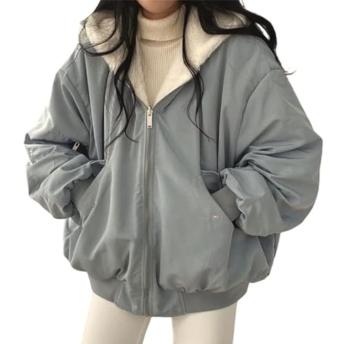 JIAALU Wintermantel Damen Plüsch und dick Winterjacke Auf Beiden Seiten Parka mit Fell Kapuze Warm Fleece Gefütterter von JIAALU