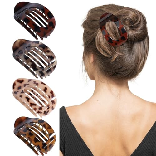 Benglatt Haarspange, 4/6 Stück Einfache Elegante Entenschnabel Haarspang,Entenschnabel Haarspange, Matte Große Rutschfest Flat Claw Clip,Flache Haarklammer (4A) von JIABAOZ