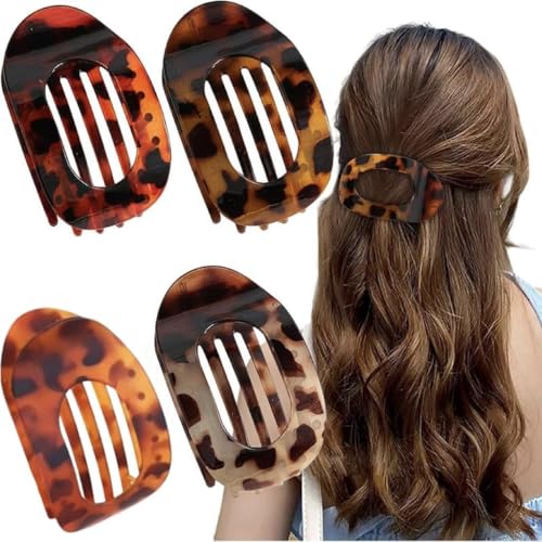 Benglatt Haarspange, 4/6 Stück Einfache Elegante Entenschnabel Haarspang,Entenschnabel Haarspange, Matte Große Rutschfest Flat Claw Clip,Flache Haarklammer (4C) von JIABAOZ