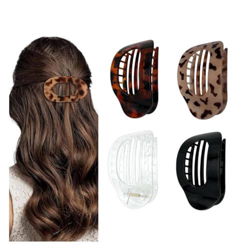 Benglatt Haarspange, 4/6 Stück Einfache Elegante Entenschnabel Haarspang,Entenschnabel Haarspange, Matte Große Rutschfest Flat Claw Clip,Flache Haarklammer (4D) von JIABAOZ