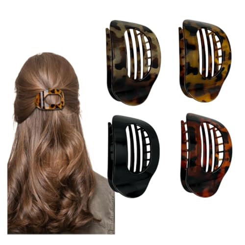 Benglatt Haarspange, 4/6 Stück Einfache Elegante Entenschnabel Haarspang,Entenschnabel Haarspange, Matte Große Rutschfest Flat Claw Clip,Flache Haarklammer (4F) von JIABAOZ