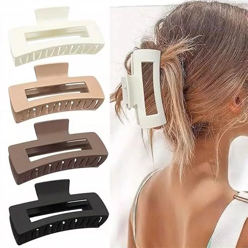 Benglatt Haarspange, 4/6 Stück Einfache Elegante Entenschnabel Haarspang,Entenschnabel Haarspange, Matte Große Rutschfest Flat Claw Clip,Flache Haarklammer (4G) von JIABAOZ