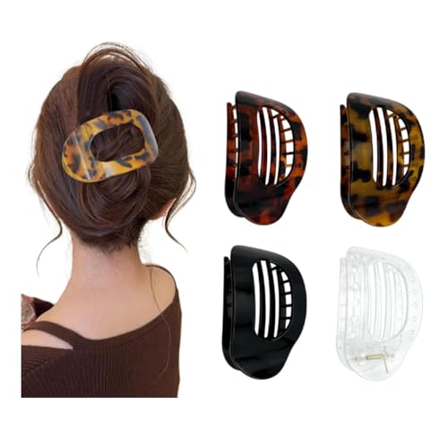 Benglatt Haarspange, 4/6 Stück Einfache Elegante Entenschnabel Haarspang,Entenschnabel Haarspange, Matte Große Rutschfest Flat Claw Clip,Flache Haarklammer (4H) von JIABAOZ