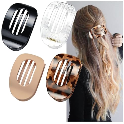 Benglatt Haarspange, 4/6 Stück Einfache Elegante Entenschnabel Haarspang,Entenschnabel Haarspange, Matte Große Rutschfest Flat Claw Clip,Flache Haarklammer (4I) von JIABAOZ