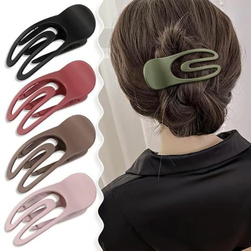 Benglatt Haarspange, 4/6 Stück Einfache Elegante Entenschnabel Haarspang,Entenschnabel Haarspange, Matte Große Rutschfest Flat Claw Clip,Flache Haarklammer (4k) von JIABAOZ