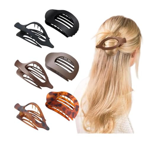 Benglatt Haarspange, 4/6 Stück Einfache Elegante Entenschnabel Haarspang,Entenschnabel Haarspange, Matte Große Rutschfest Flat Claw Clip,Flache Haarklammer (6A) von JIABAOZ