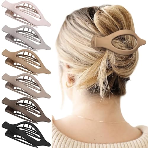 Benglatt Haarspange, 4/6 Stück Einfache Elegante Entenschnabel Haarspang,Entenschnabel Haarspange, Matte Große Rutschfest Flat Claw Clip,Flache Haarklammer (6B) von JIABAOZ