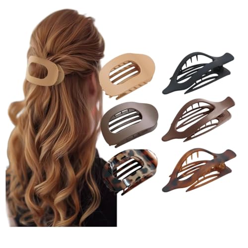 Benglatt Haarspange, 4/6 Stück Einfache Elegante Entenschnabel Haarspang,Entenschnabel Haarspange, Matte Große Rutschfest Flat Claw Clip,Flache Haarklammer (6C) von JIABAOZ
