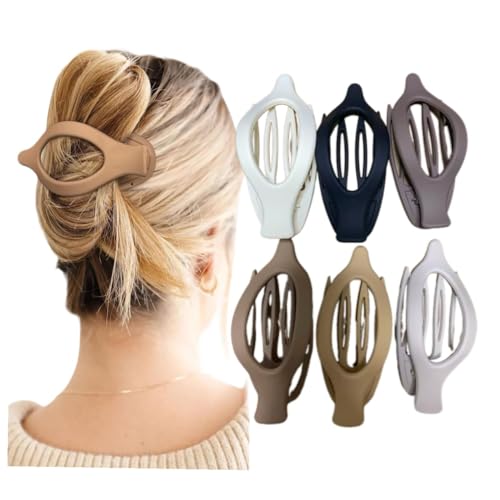 Benglatt Haarspange, 4/6 Stück Einfache Elegante Entenschnabel Haarspang,Entenschnabel Haarspange, Matte Große Rutschfest Flat Claw Clip,Flache Haarklammer (6D) von JIABAOZ