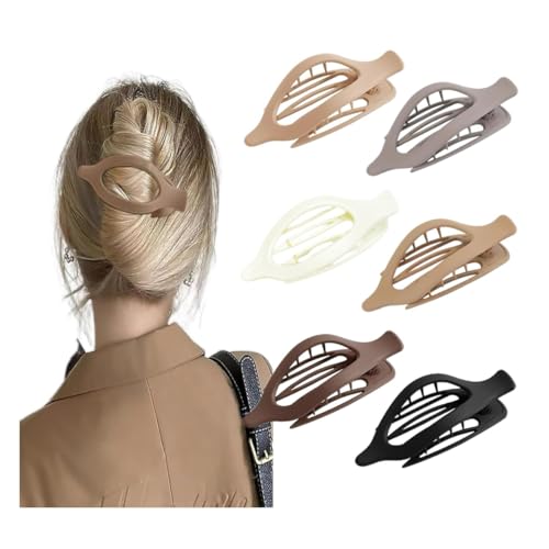Benglatt Haarspange, 4/6 Stück Einfache Elegante Entenschnabel Haarspang,Entenschnabel Haarspange, Matte Große Rutschfest Flat Claw Clip,Flache Haarklammer (6E) von JIABAOZ