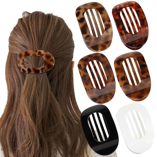 Benglatt Haarspange, 4/6 Stück Einfache Elegante Entenschnabel Haarspang,Entenschnabel Haarspange, Matte Große Rutschfest Flat Claw Clip,Flache Haarklammer (6F) von JIABAOZ