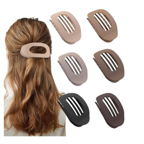 Benglatt Haarspange, 4/6 Stück Einfache Elegante Entenschnabel Haarspang,Entenschnabel Haarspange, Matte Große Rutschfest Flat Claw Clip,Flache Haarklammer (6I) von JIABAOZ
