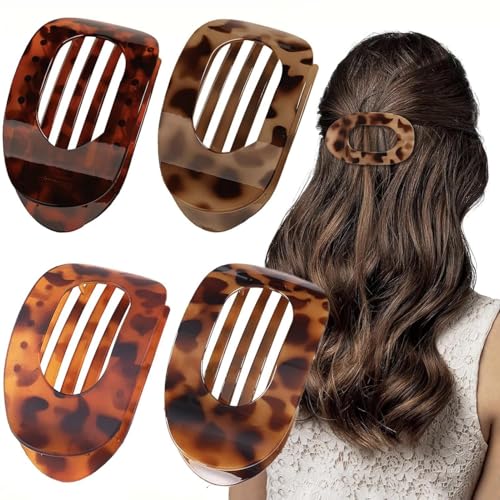 Benglatt Haarspange, 4/6 Stück Entenschnabel Haarspange Damen, Matte Große Rutschfest Flat Claw Clip, Flache Haarklammer, Starker Halt Seitliche Haarklammern (4A) von JIABAOZ