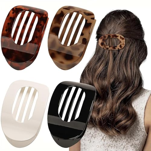 Benglatt Haarspange, 4/6 Stück Entenschnabel Haarspange Damen, Matte Große Rutschfest Flat Claw Clip, Flache Haarklammer, Starker Halt Seitliche Haarklammern (4B) von JIABAOZ