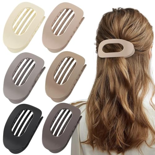 Benglatt Haarspange, 4/6 Stück Entenschnabel Haarspange Damen, Matte Große Rutschfest Flat Claw Clip, Flache Haarklammer, Starker Halt Seitliche Haarklammern (6A) von JIABAOZ