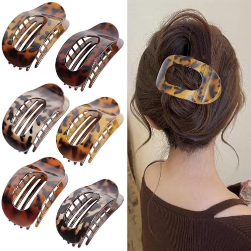 Benglatt Haarspange, 4/6 Stück Entenschnabel Haarspange Damen, Matte Große Rutschfest Flat Claw Clip, Flache Haarklammer, Starker Halt Seitliche Haarklammern (6B) von JIABAOZ