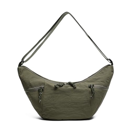 JIABAOZ Halbmond Umhängetasche Damen,Hobo Tasche,Nylon Crossbody Bag Damen Mehrere Taschen Schultertasche Mit Verstellbarer Schultergurt,große Kapazität Für Reisen Arbeit Uni (Armeegrün) von JIABAOZ