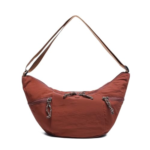 JIABAOZ Halbmond Umhängetasche Damen,Hobo Tasche,Nylon Crossbody Bag Damen Mehrere Taschen Schultertasche Mit Verstellbarer Schultergurt,große Kapazität Für Reisen Arbeit Uni (Braun) von JIABAOZ