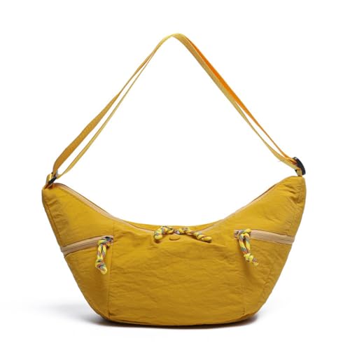 JIABAOZ Halbmond Umhängetasche Damen,Hobo Tasche,Nylon Crossbody Bag Damen Mehrere Taschen Schultertasche Mit Verstellbarer Schultergurt,große Kapazität Für Reisen Arbeit Uni (Gelb) von JIABAOZ